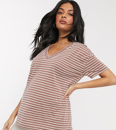 Свободная футболка в полоску с v-образным вырезом ASOS DESIGN Maternity-Розовый