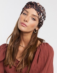 Головной убор с узлом спереди и звериным принтом ASOS DESIGN-Мульти