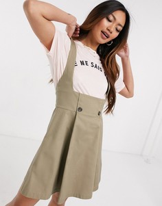 Светло-бежевая мини-юбка на бретелях ASOS DESIGN-Бежевый