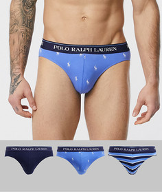 3 трусов (темно-синие/с принтом логотипа/в полоску) Polo Ralph Lauren-Темно-синий