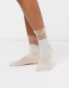 Белые полупрозрачные носки с оборками ASOS DESIGN-Белый
