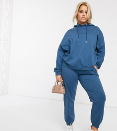 Худи и узкие джоггеры из органического хлопка с завязкой ASOS DESIGN Curve-Синий