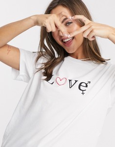 Футболка с принтом "love" ASOS DESIGN-Белый