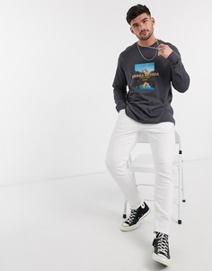 Серый лонгслив с принтом "Nevada" Topman