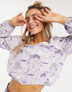 Лавандовая трикотажная блузка с принтом Monki-Фиолетовый