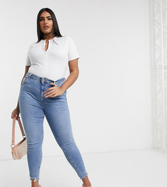 Белое боди на молнии с короткими рукавами Fashionkilla Plus-Белый