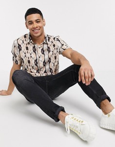 Рубашка с абстрактным принтом River Island-Розовый