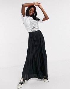 Черная плиссированная юбка макси ASOS DESIGN-Черный