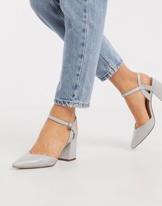 Серые туфли из искусственной крокодиловой кожи на блочном каблуке New Look-Серый