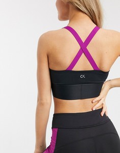 Черный спортивный бюстгальтер со средним уровнем поддержки Calvin Klein