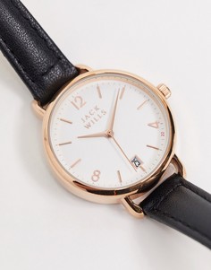 Золотисто-розовые часы с черным ремешком Jack Wills-Черный