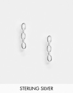 Серебряные серьги-гвоздики с цепочкой Reclaimed Vintage Inspired-Серебряный