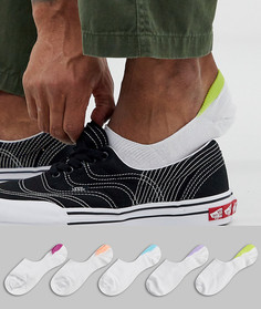 Набор из 5 пар белых невидимых носков с контрастной отделкой ASOS DESIGN - Скидка-Белый