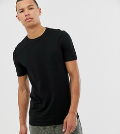 Черная футболка из пике из органического хлопка с круглым вырезом ASOS DESIGN Tall-Черный