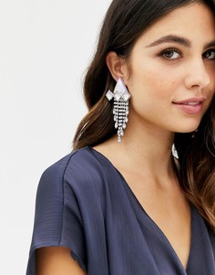 Броские серьги с переливающимися кристаллами с геометрическим дизайном ASOS DESIGN-Серебряный