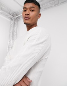 Свободный лонгслив из вафельного трикотажа ASOS DESIGN-Белый