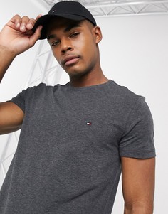 Темно-серая меланжевая футболка узкого кроя Tommy Hilfiger-Серый