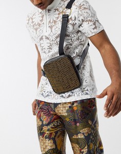 Сумка в стиле сбруи-бандажа с золотистой отделкой ASOS EDITION-Черный