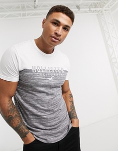Серая футболка колор блок с логотипом Hollister-Серый