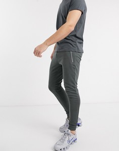 Черные супероблегающие джоггеры с серебристыми молниями на карманах ASOS DESIGN-Серый