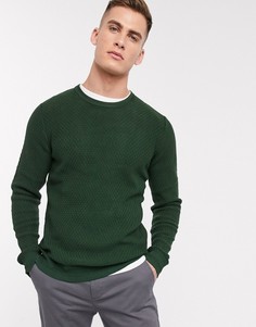 Джемпер из органического хлопка с круглым вырезом Selected Homme-Зеленый
