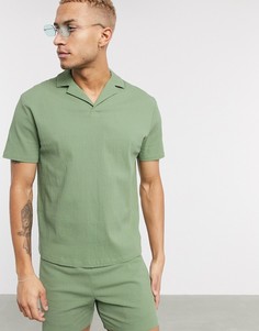 Зеленая футболка-поло свободного кроя от комплекта ASOS DESIGN-Зеленый