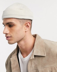 Светлая маленькая шапка-бини ASOS DESIGN-Кремовый