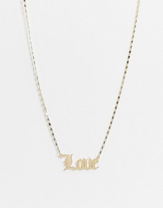 Золотистая цепочка с готической подвеской "Love" ASOS DESIGN-Золотой