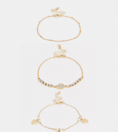 Набор из 3 золотистых браслетов с подвесками-монетками ASOS DESIGN Curve-Золотой