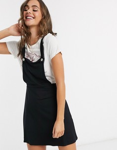 Черная юбка-сарафан мини с пуговицами ASOS DESIGN-Черный