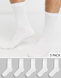 Набор из 5 пар белых носков в рубчик New Look-Белый