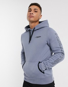 Худи синего цвета с логотипом Hollister-Синий