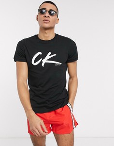 Черная футболка с логотипом Calvin Klein-Черный