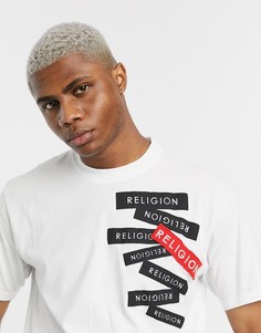 Белая футболка с заниженной линией плеч Religion-Белый