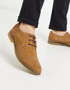 Коричневые замшевые броги на шнуровке Redfoot-Светло-коричневый