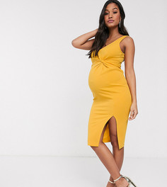 Креповое платье миди без рукавов ASOS DESIGN Maternity-Желтый