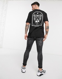 Черная футболка с принтом тигра на спине Topman-Черный