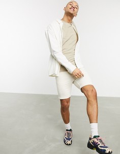 Бежевая футболка с вафельной текстурой Bershka Join Life-Бежевый