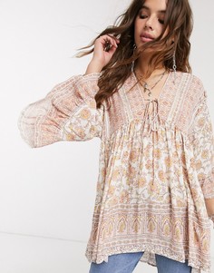 Топ с принтом Free People-Белый