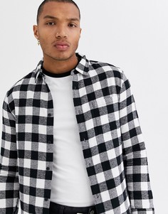 Рубашка в клетку черного и белого цвета Bershka-Белый