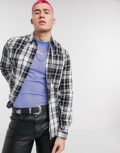 Узкая клетчатая рубашка в стиле вестерн с длинными рукавами ASOS DESIGN-Черный