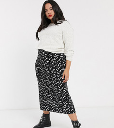 Монохромная плиссированная юбка миди в горошек ASOS DESIGN Curve-Мульти