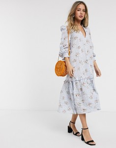 Свободное платье-трапеция миди с цветочным принтом ASOS DESIGN-Мульти