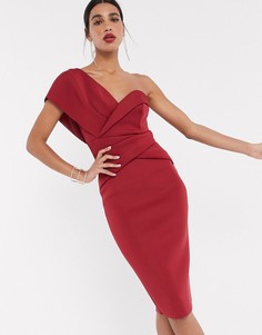 Платье-футляр миди на плечо ASOS DESIGN-Красный
