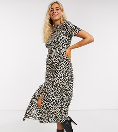 Чайное платье миди с леопардовым принтом и пуговицами ASOS DESIGN Maternity-Мульти