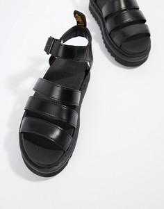 Черные кожаные сандалии с ремешками Dr Martens Blaire-Черный