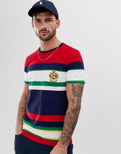 Свободная футболка в полоску с карманом Polo Ralph Lauren-Темно-синий