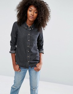 Черная выбеленная джинсовая рубашка ASOS-Синий