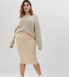 Фактурная жаккардовая юбка миди ASOS DESIGN-Розовый