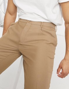 Светло-коричневые зауженные брюки Burton Menswear-Светло-коричневый